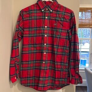 Boys Vineyard Vines Flannel Tartan Plaid Whale Shirt Large (16)